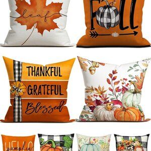 Fall Decorations Pillow Covers Double-Side Printing 18'' x 18'' Set of 4, Pumpki